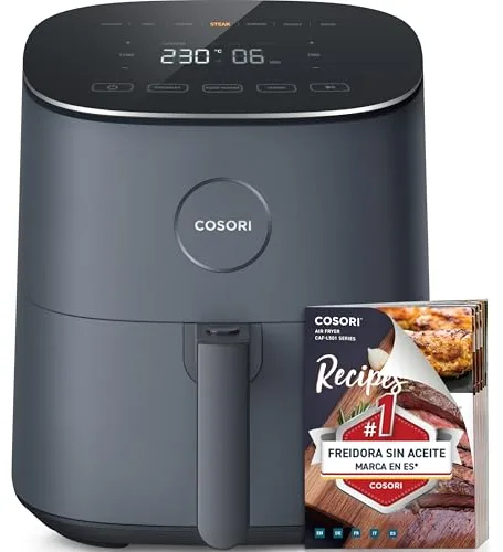 Cosori Freidora de Aire Duradera 4,7L, Máxima 230 °C, Air Fryer con 30+ Recetas en Español, 9 Programas, Diseño Moderno y Elegante, Silenciosa, Panel Táctil Sencillo, Gris, L501