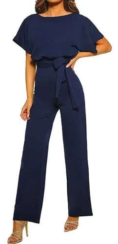 Coloody Mono Para Mujer Manga Corta pantalones elegantes mono informal suelto con cinturón