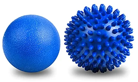 URAQT Bolas de Masaje Miofascial, 2pcs Set de Pelotas con Pinchos y Bolas de Lacrosse, para Aliviar Dolores Musculares, Herramienta de Alta Densidad (Azules)