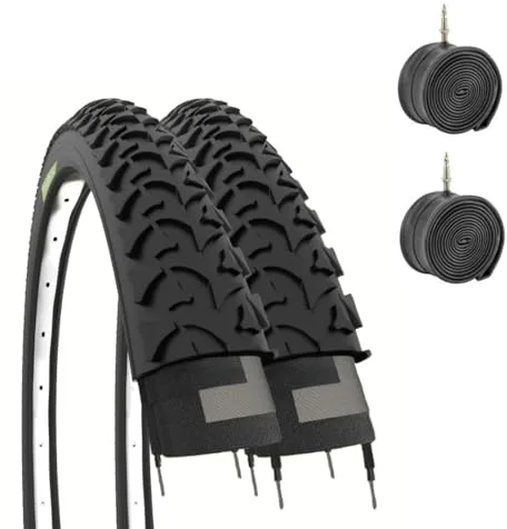 Ecovelò 2 neumáticos 20 x 1,95 (50-406) + cámaras de neumáticos de Goma con Tacos Negros MTB para niño Mountain Bike