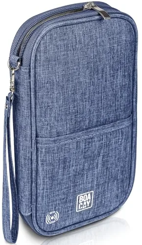 BOACAY Portadocumentos de Viaje Familiar con RFID, Cartera de Mujer y Hombre, Funda Pasaporte y Organizador de Documentos para Tarjetas, Billetes, Accesorios