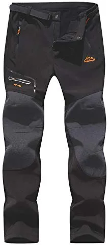 BenBoy Pantalones de Nieve Montaña Hombre Impermeables Invierno Calentar Pantalones Trekking Escalada Senderismo Esquiar Softshell (M, Negro)