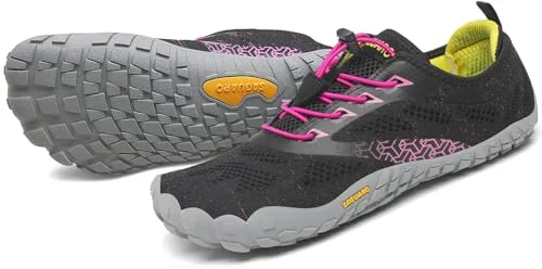 SAGUARO Hombre Mujer Barefoot Zapatillas de Trail Running Minimalistas Zapatillas de Deporte Fitness Zapatos Descalzos para Correr en Montaña Escarpines de Agua, Rosa Magenta, 38 EU