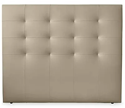 DUÉRMETE ONLINE Cabecero París Acolchado, Tapizado en Polipiel de Alta Gama, Beige, 145 x 120 cm (Cama 135/140)