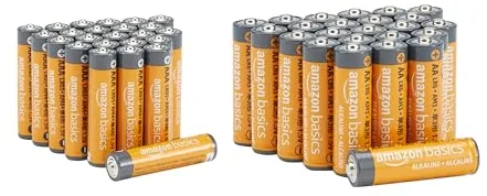 Amazon Basics - Paquete de 48 pilas alcalinas AA y AAA de alto rendimiento, 24 pilas AA y 24 pilas AAA, 1,5 voltios, vida útil de 10 años