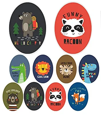 8 Parches infantiles para ropa, termoadhesivos serigrafiados. Ideales para planchar, reparar y decorar (Animals)