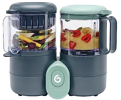 Babymoov Robot multifuncional para bebés Nutribaby One 4 en 1, vapor-batidora, diversificación dietética, pequeñas ollas caseras para bebés, cocción rápida y suave al vapor, Gris