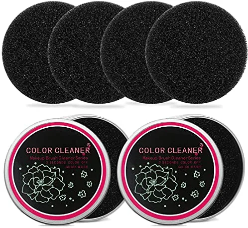 HONGECB Brocha para Maquillaje Esponja Limpiador, Esponja Caja Eliminación Color Para Pinceles, Limpiadora para Brochas, Esponja Seca Suave y Reutilizable para Una Limpieza Rápida, 2+6 Piezas