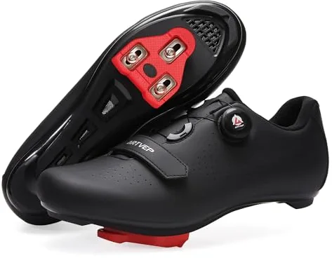 Zapatillas de Ciclismo para Hombre y Mujer - Compatibles con Look SPD SPD-SL Delta Cleats - para Bicicleta de Carretera, Interiores y Exteriores - Todo Negro EU 42