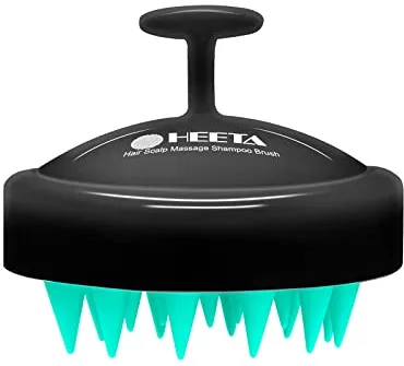 HEETA Cepillo Masajeador Cuero Cabelludo, Modelo Clásico, Masajeador De Cabeza Para Crecimiento Capilar, Limpieza y Sequedad, Verde Negro