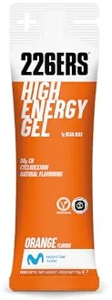 226ERS - High Energy Gel, Gel Energético para Deportistas, BCAA, Ciclodextrina, Hidratos de Carbono y Aromas Naturales, Uso de Glucosa y Digestión, sin Gluten, Vegano, Sabor Naranja, 1 x 76 g