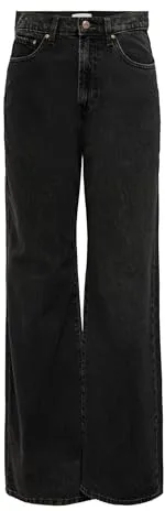 ONLY Wide fit Jeans ONLHOPE High Waist Wide Leg Fit Jeans Black Denim 30 32 Black Denim