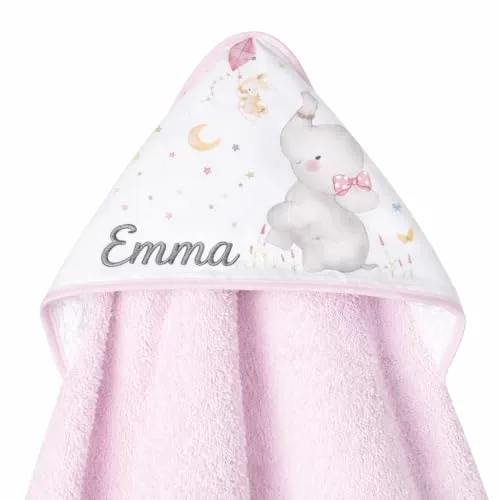 Capa de baño bordada personalizada bebé 100 % algodón con capucha | 100x100cm, Unisex | Suave, Cómoda, Secado Rápido | Ideal Recién Nacidos, Bebes y Niños Pequeños, regalo de nacimiento, babyshower