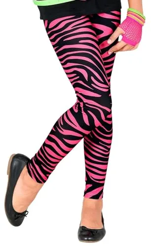 W WIDMANN MILANO Party Fashion - Leggings para niños 80s, tiger print, 80s, animal print, disco fever, carnaval