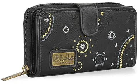 Lois - Carteras de Mujer - Cartera Monedero MujerMonedero Mujer Grande. Cartera Mujer con Cierre Central de Cremallera - Cartera Mujer Piel Eco. 304416, Negro