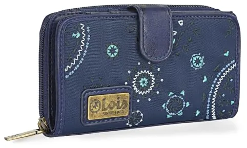 Lois - Carteras de Mujer - Cartera Monedero MujerMonedero Mujer Grande. Cartera Mujer con Cierre Central de Cremallera - Cartera Mujer Piel Eco. 304416, Marino