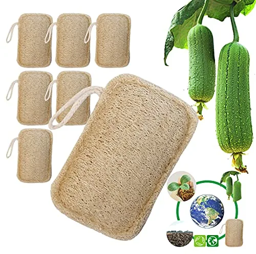 DEEDPF 6 esponjas de lufa orgánicas, exfoliantes, biodegradables y compostables, protección del medio ambiente natural, cocina, baño, camping