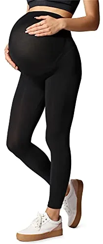 Be Mammy Leggings de Maternidad BE-1123 (Negro, S-M)