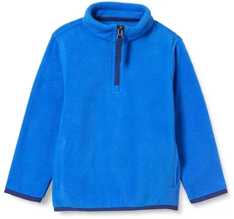 Amazon Essentials Chaqueta con Cremallera de un Cuarto de Forro Polar Niño, Azul, 6-7 años