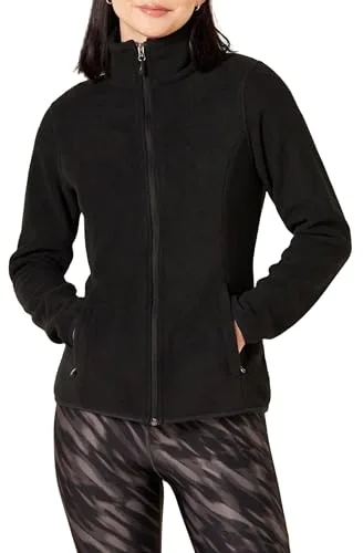Amazon Essentials Chaqueta de Forro Polar Suave con Cremallera Completa y Corte clásico (Disponible en Tallas Grandes) Mujer, Negro, L