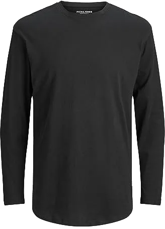 JACK & JONES Jjenoa Té ONeck LS Camiseta de Manga Larga, Black/Fit Relajado, XXL para Hombre