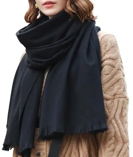 RIIQIICHY Bufandas para Mujer Invierno Chal Fiesta Bufanda Pashmina Negro Grandes Pañuelos Foulard Fular