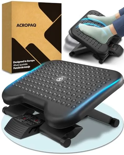ACROPAQ Reposapies de oficina - Ajustable en 3 Alturas, grado de inclinación -30 para +30 - Reposa pies Ergonómico - Reposa pies trabajo oficia - Gris