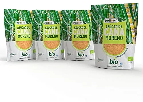 4x400g BELLBIO Azúcar moreno de caña integral eco. Edulcorante 100% natural. Organico, sin refinar