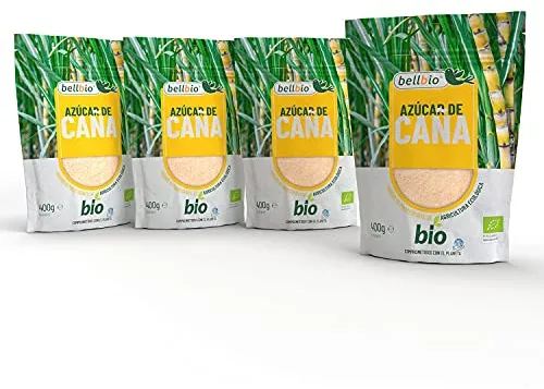4x400g BELLBIO Azúcar de caña integral ecológico. Edulcorante 100% natural.