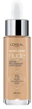 L’Oréal Paris Accord Parfait, Sérum Con Color Rellenador, Con Ácido Hialurónico Puro 1% y 7% de Glicerina, Acabado Natural, Piel Más Lisa y Luminosa, Accord Parfait Serum, Light (2-3)