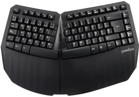 Perixx PERIBOARD-613B Mini Teclado Ergonómico Inalámbrico con Modo Dual 2.4G y Bluetooth, Compatible con Windows 10 y Mac OS X System, Negro, Layout Español