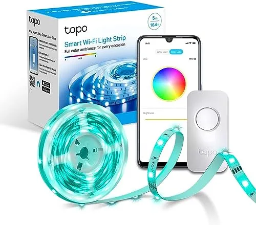 Tapo L900-5 – Tira LED Wi-Fi de 5M, 12V, 16 millones de colores con 2100 mcd, adecuado para la familia, sincronización con música, compatible con Google y Alexa