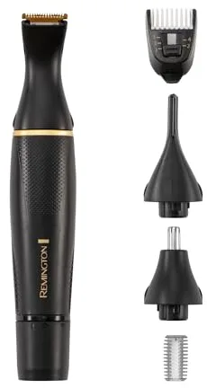 Remington Cortapelos Nariz y Orejas T-Series Detail Kit, Recortador Pelos Nariz, Orejas, Cejas y Vello Facial, Recortador Vertical y Rotativo, 2 Peines, Cortador Precisión y Peine Ajustable - NE7000