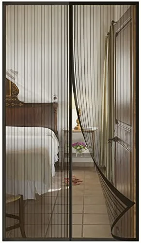 DIKER Mosquitera Cortina Puerta Magnetica Imantada Exterior Corredera, Antimosquitos con Imanes, Tela Mosquiteras de Ventanas para Puertas del Balcón, Magnético Automático(90x210cm,negro)