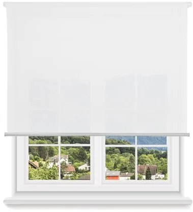 HOME MERCURY - Estor Enrollable translúcido Liso (135x180 cm, Blanco)