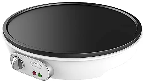 Cecotec Crepera Eléctrica Fun Crepelicius. 1000 W, Revestimiento Antiadherente, Potencia Regulable, Indicador luminoso, Placa de 30,5 cm de Diámetro, Incluye Rodillo y Espátula