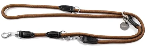 lionto Correa Regulable para Perros Correa Regulable Multiusos Correa Doble Correa de Manos Libres Longitud 200 cm, Marrón