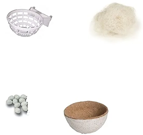 PCMOVILES Pack De Cria De Canarios portanido, Forro de Nido, Pelo de Cabra y Huevos Falso