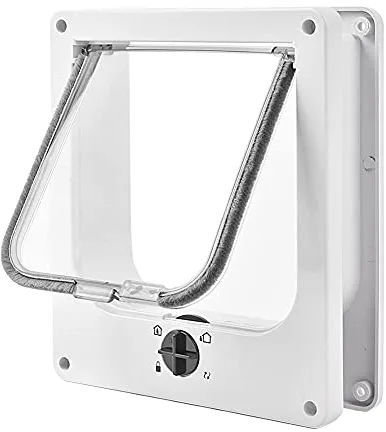 Solapa de bloqueo de 4 vías para gatos con imanes, extremadamente duradera, puerta de mascotas fácil de instalar para gatos y perros, solapa manual silenciosa para mascotas para pared/madera/puerta