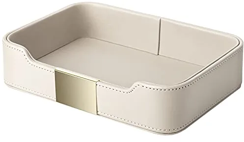 SANZIE Bandeja de Cuero de Lujo, Organizador de Escritorio, Bandeja Decorativa para Mesa de Entrada, para Guardar Joyas, Relojes, cosméticos, Llaves, teléfono, Cartera, Accesorios para el hogar y la