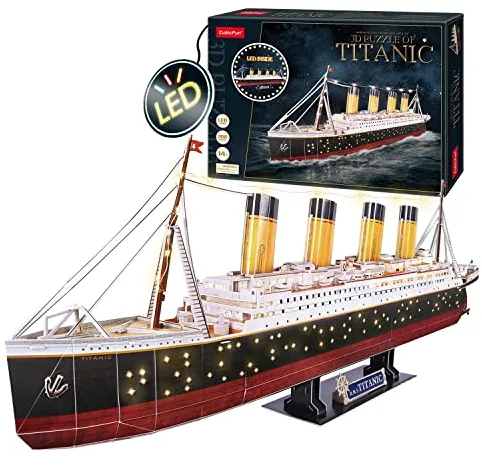 Puzzle 3D Maqueta Titanic LED | Maquetas para Construir Adultos | Maquetas de Barcos | Puzzle 3D Niños y Adultos LED | Puzzles 3D LED | 266 Piezas | Regalos Comunion Niño