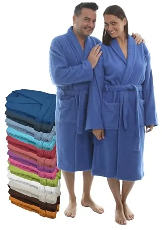 LEBENGOOD Albornoz Unisex, Mujer y Hombre 100% Algodón Rizo Americano 450 gr con Cinturón, Bolsillos, Ducha, Bata Suave, Toalla (XL, Azulon)