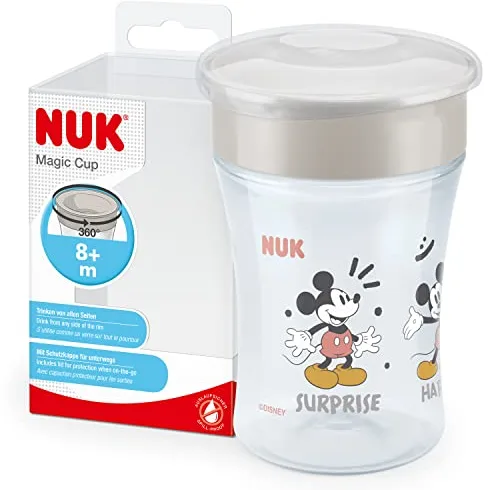 NUK Magic Cup vaso antiderrame bebe | Borde a prueba de derrames de 360° | +8 meses | Sin BPA | 230 ml | Disney Mickey Mouse | 1 unidad