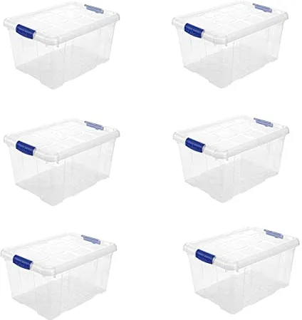 Acan Tradineur – Pack de 6 Cajas de Almacenamiento – Fabricado en plástico – Contenedor para almacenar libros, ropa, mantas – N.º 1 – 21,5 x 39 x 29 cm – 16 L