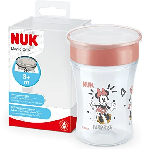 NUK Magic Cup vaso antiderrame bebe | Borde a prueba de derrames de 360° | +8 meses | Sin BPA | 230 ml | Disney Minnie Mouse | 1 unidad