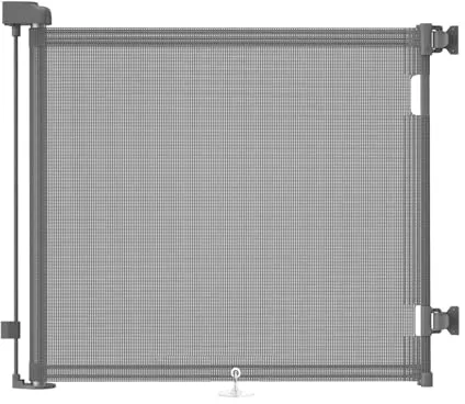 Puerta Seguridad Bebé Extensibles, Barrera Seguridad Nños y Perros, 0-150 cm Retráctil Vallas para Escaleras y Pasillos, Interiores y Exteriores