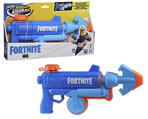 Nerf Super Soaker Fortnite HG Lanzador de Agua de Juguete de Llenado Rápido, Juegos de Batalla y Actividad al Aire Libre, Regalo de Cumpleaños para Niños y Niñas de 8 Años o Más, Color Azul y Naranja