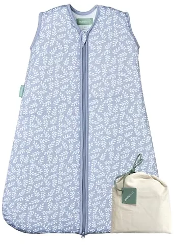 molis&co - Saco de Dormir para bebé 2.5 TOG - 70 cm (0-6 Meses) - Ideal para Invierno - 100% algodón (Oeko-Tex 100) - Acolchado, Suave y Cálido - Blue Garden