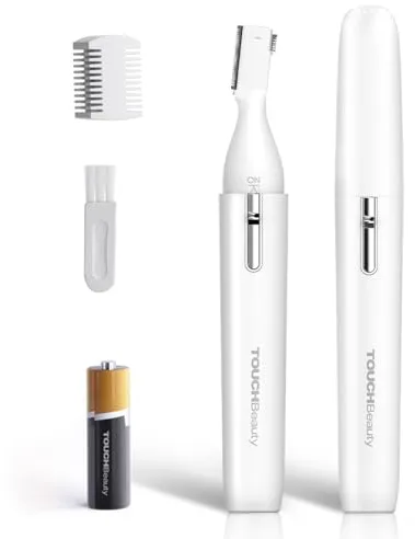 TOUCHBeauty Recortador corrector para cuerpo y rostro. Recortadora profesional de vello nasal de precisión para la eliminación de vello de cejas, nariz, orejas, vello facial AG-1658W (blanco)