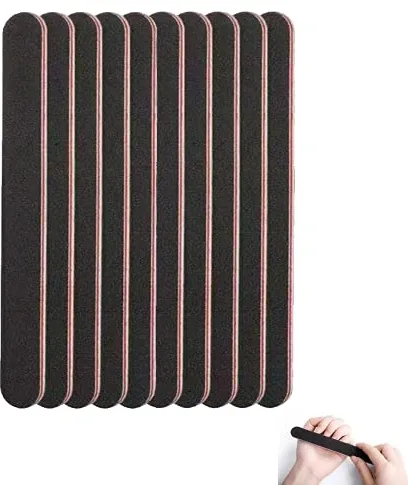 Anicure 10 Pcs Limas de Uñas, Profesionales Negro Pedicure Juego de Limas de Uñas Doble Cara 100/180 para Cuidado y Peinado de las Uñas